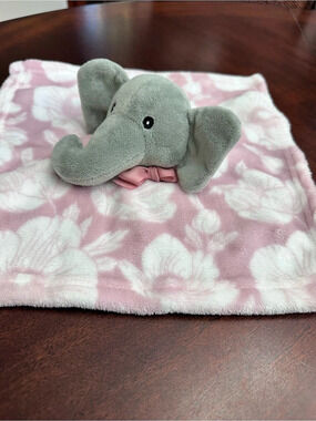 Lila & Jack Baby Elephant Floral Bow Lovey Security Blanket Baby Toy
